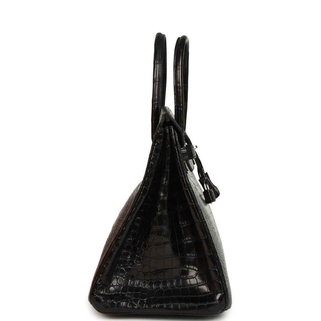 Hermes Birkin 35 Black Matte Porosus Crocodile Palladium Hardware