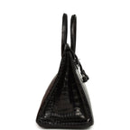 Hermes Birkin 35 Black Matte Porosus Crocodile Palladium Hardware