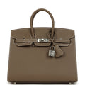 Hermes Birkin Sellier 25 Etoupe Epsom Palladium Hardware