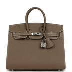Hermes Birkin Sellier 25 Etoupe Epsom Palladium Hardware