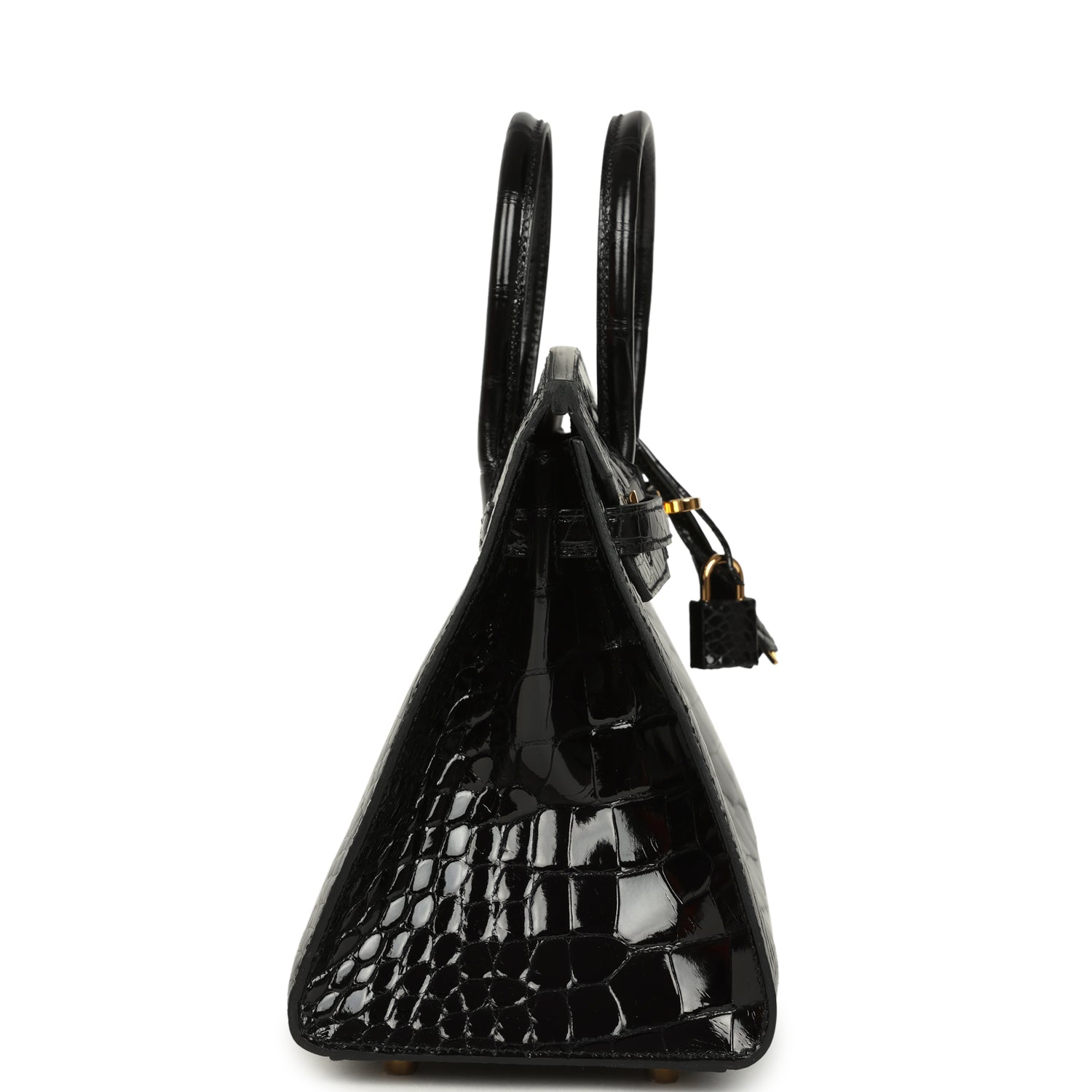 Hermes Birkin Sellier 25 Black Shiny Alligator Gold Hardware