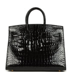 Hermes Birkin Sellier 25 Black Shiny Alligator Gold Hardware