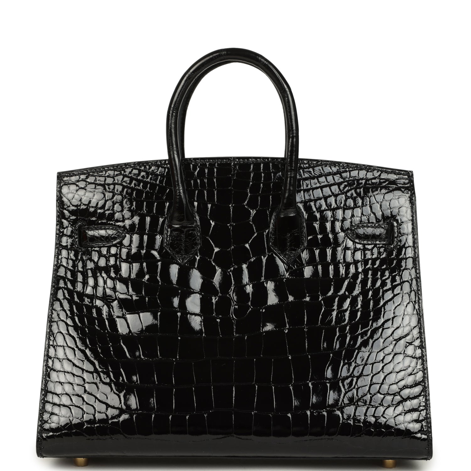 Hermes Birkin Sellier 25 Black Shiny Alligator Gold Hardware