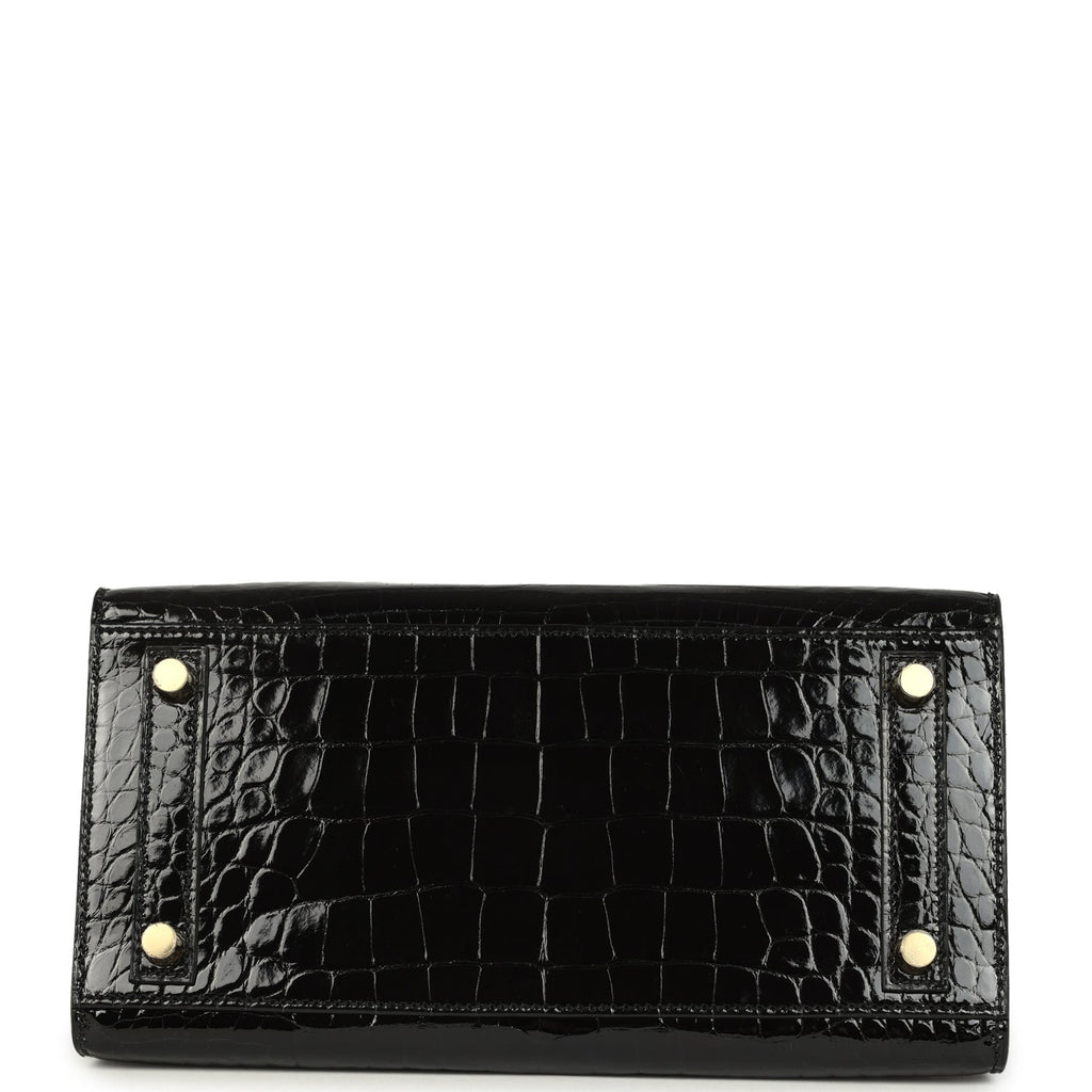 Hermes Birkin Sellier 25 Black Shiny Alligator Gold Hardware