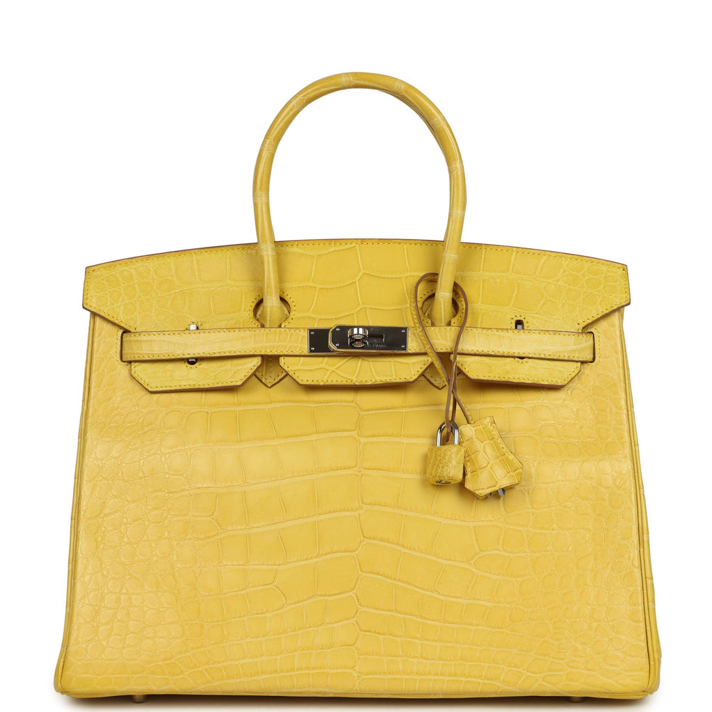 Hermes Birkin 35 Mimosa Matte Alligator Palladium Hardware