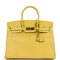 Hermes Birkin 35 Mimosa Matte Alligator Palladium Hardware