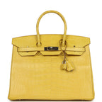Hermes Birkin 35 Mimosa Matte Alligator Palladium Hardware