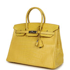 Hermes Birkin 35 Mimosa Matte Alligator Palladium Hardware