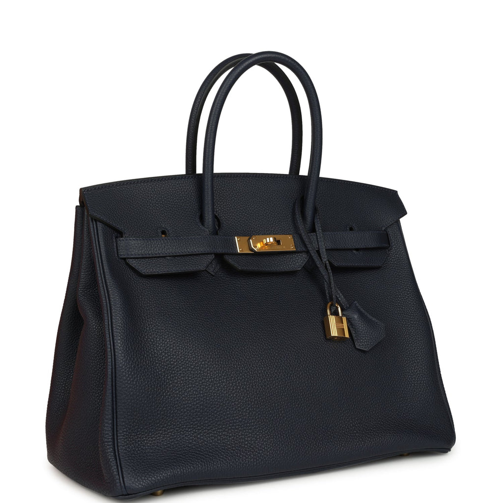 Hermes Birkin 35 Bleu Nuit Togo Gold Hardware