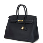 Hermes Birkin 35 Bleu Nuit Togo Gold Hardware