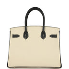 Hermes Special Order (HSS) Birkin 30 Craie and Black Epsom Brushed Gold Hardware