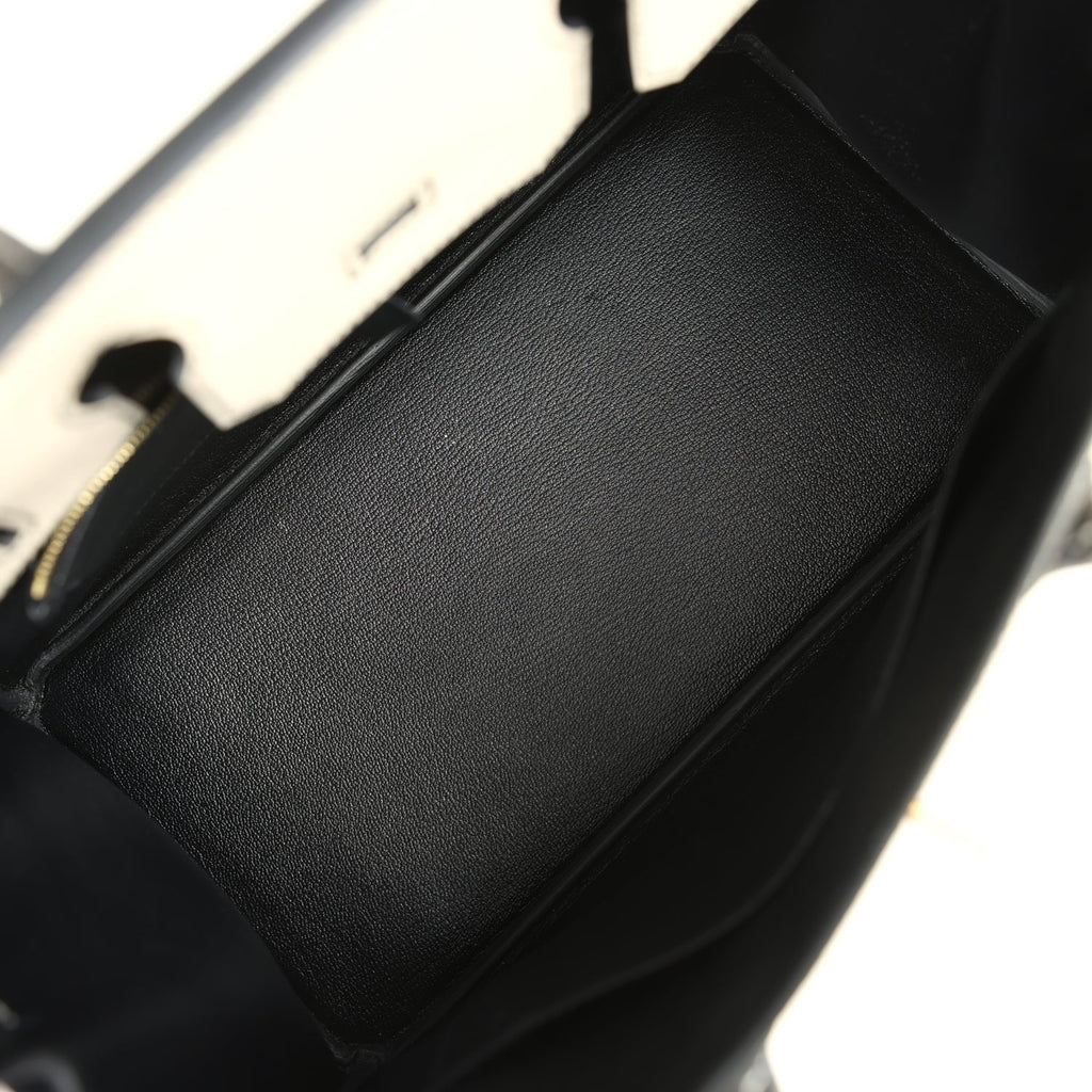 Hermes Special Order (HSS) Birkin 30 Craie and Black Epsom Brushed Gold Hardware