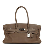 Vintage Hermes Shoulder Birkin 42 JPG Etoupe Clemence Palladium Hardware