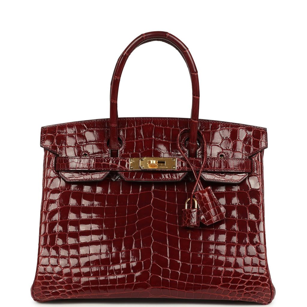 Hermes Birkin 30 Bourgogne Shiny Niloticus Crocodile Gold Hardware