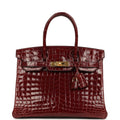 Hermes Birkin 30 Bourgogne Shiny Niloticus Crocodile Gold Hardware