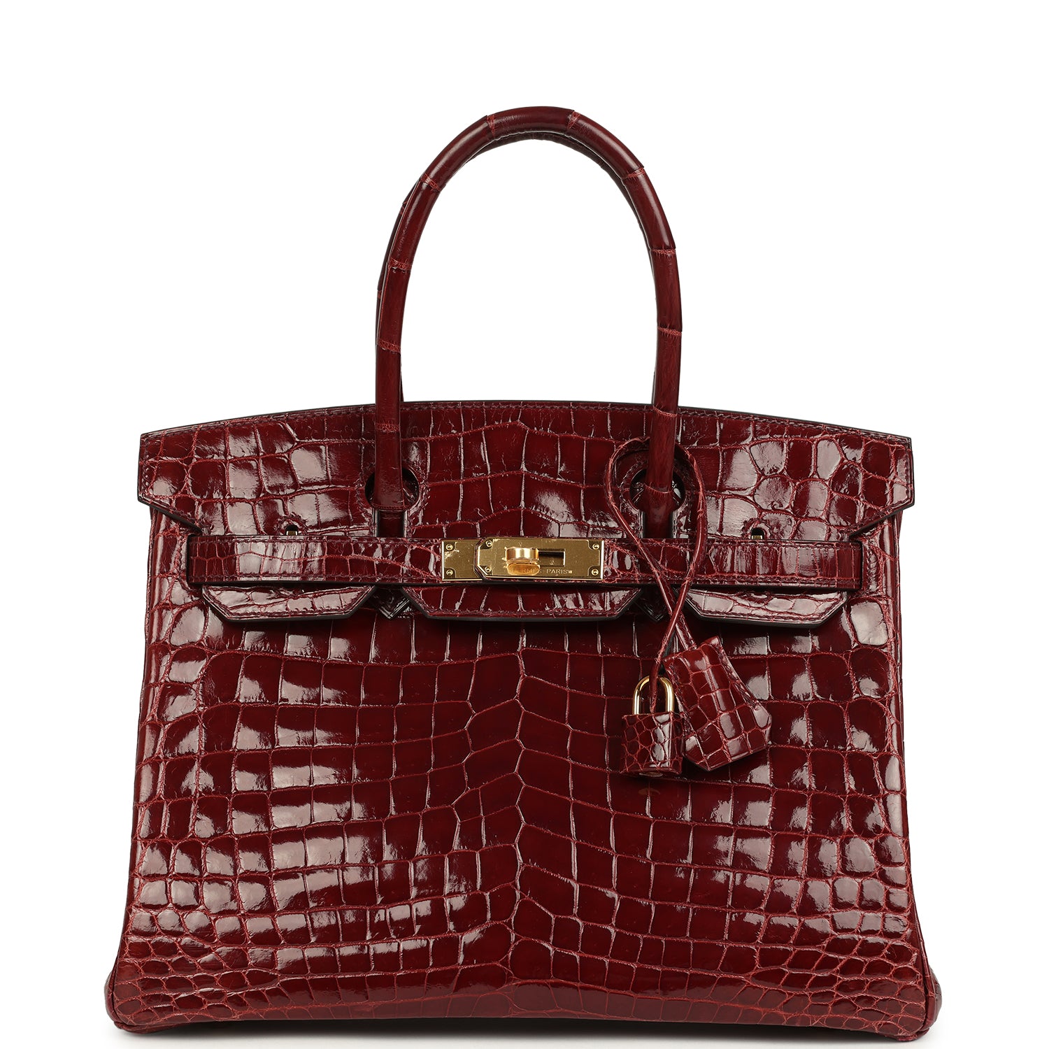 Hermes Birkin 30 Bourgogne Shiny Niloticus Crocodile Gold Hardware