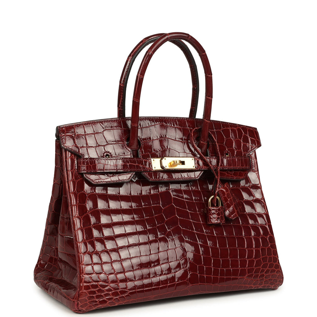 Hermes Birkin 30 Bourgogne Shiny Niloticus Crocodile Gold Hardware