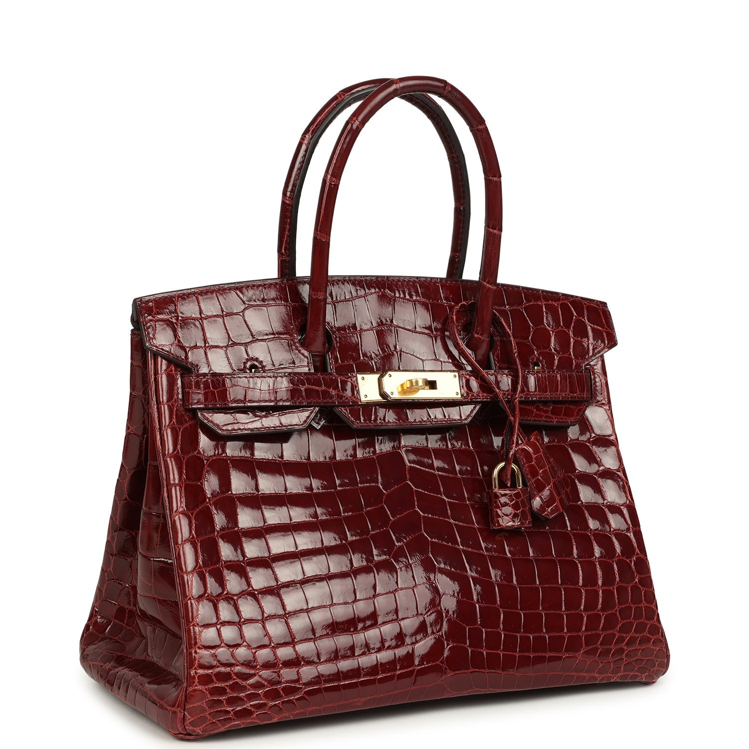 Hermes Birkin 30 Bourgogne Shiny Niloticus Crocodile Gold Hardware
