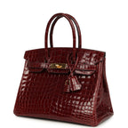 Hermes Birkin 30 Bourgogne Shiny Niloticus Crocodile Gold Hardware