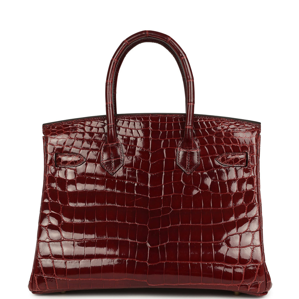 Hermes Birkin 30 Bourgogne Shiny Niloticus Crocodile Gold Hardware