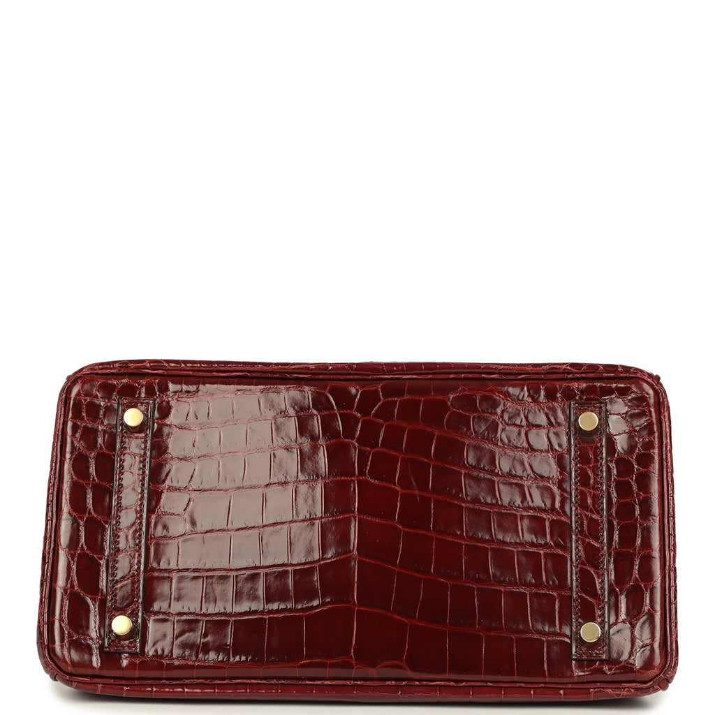 Hermes Birkin 30 Bourgogne Shiny Niloticus Crocodile Gold Hardware