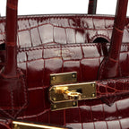 Hermes Birkin 30 Bourgogne Shiny Niloticus Crocodile Gold Hardware