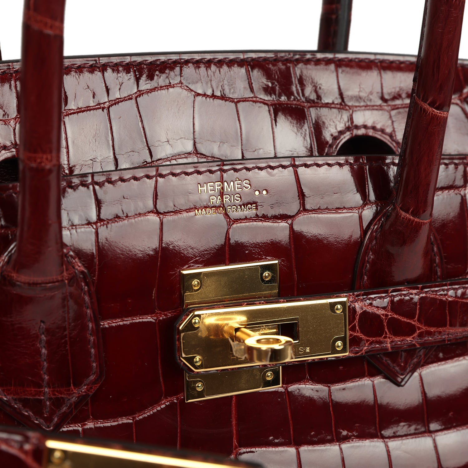 Hermes Birkin 30 Bourgogne Shiny Niloticus Crocodile Gold Hardware