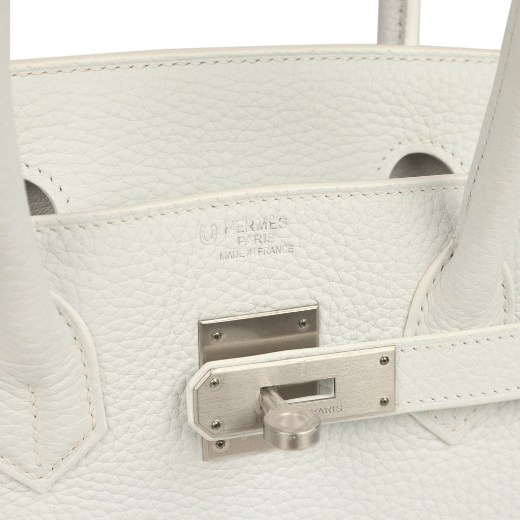 Hermes Special Order (HSS) Birkin 30 White Clemence Brushed Palladium Hardware