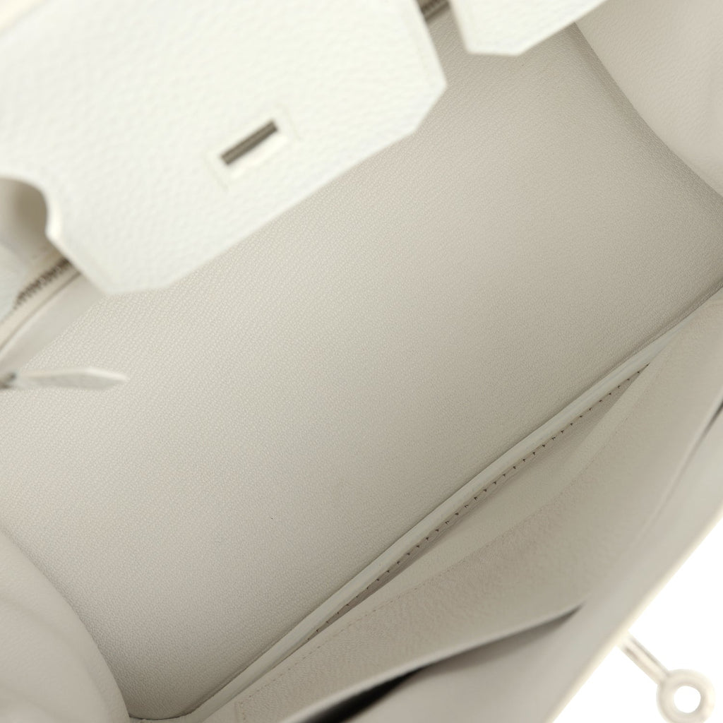 Hermes Special Order (HSS) Birkin 30 White Clemence Brushed Palladium Hardware