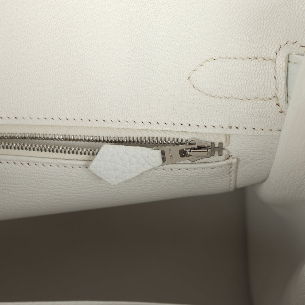 Hermes Special Order (HSS) Birkin 30 White Clemence Brushed Palladium Hardware