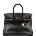 Vintage Hermes Birkin 35 Black Box Gold Hardware
