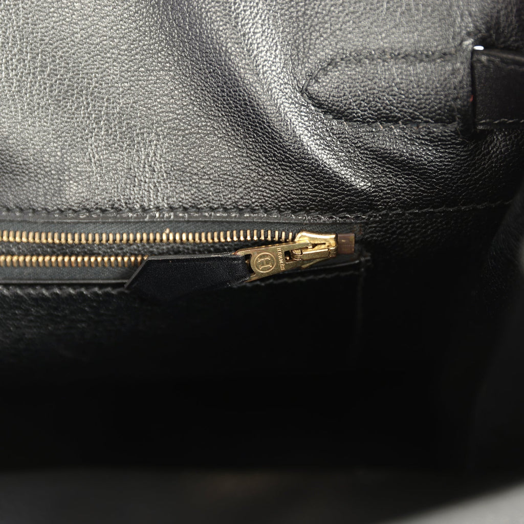 Vintage Hermes Birkin 35 Black Box Gold Hardware