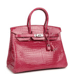 Hermes Birkin 35 Rose Tyrien Shiny Porosus Crocodile Palladium Hardware