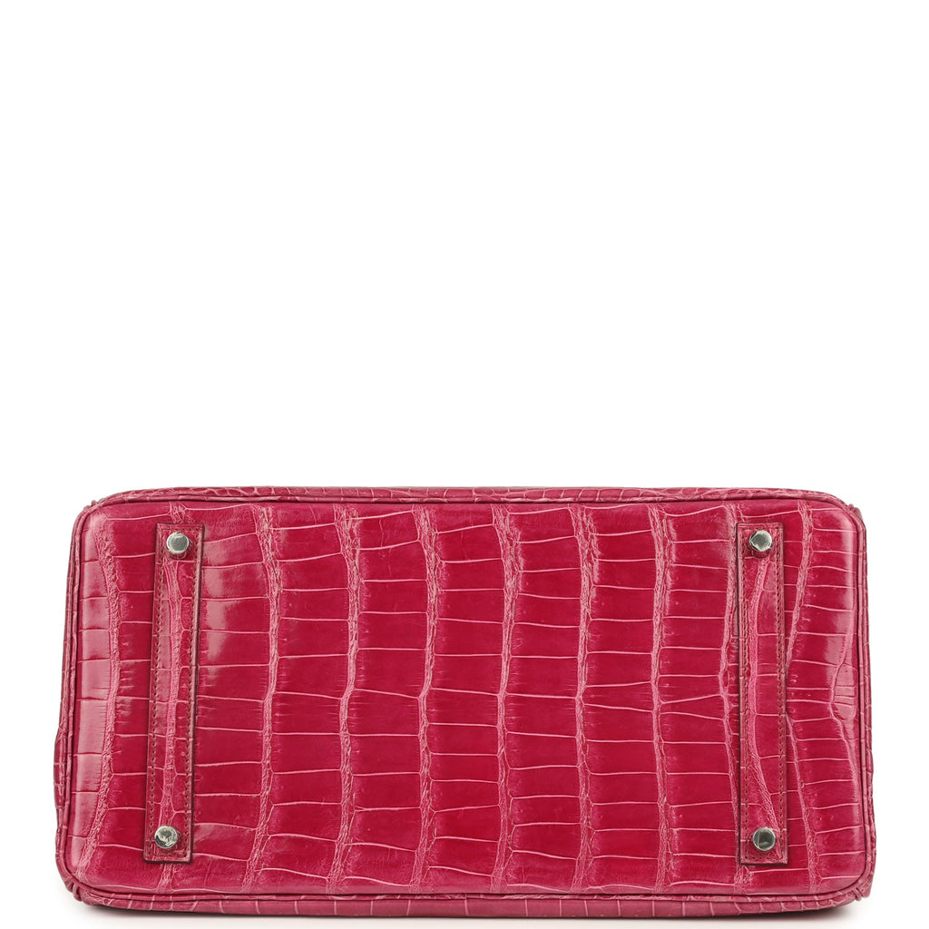 Hermes Birkin 35 Rose Tyrien Shiny Porosus Crocodile Palladium Hardware