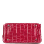 Hermes Birkin 35 Rose Tyrien Shiny Porosus Crocodile Palladium Hardware
