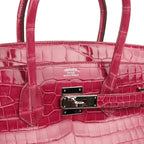 Hermes Birkin 35 Rose Tyrien Shiny Porosus Crocodile Palladium Hardware