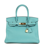 Hermes Birkin 30 Bleu Saint-Cyr Clemence Gold Hardware