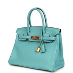 Hermes Birkin 30 Bleu Saint-Cyr Clemence Gold Hardware