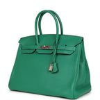 Hermes Birkin 35 Vert Vertigo Verso Clemence Palladium Hardware