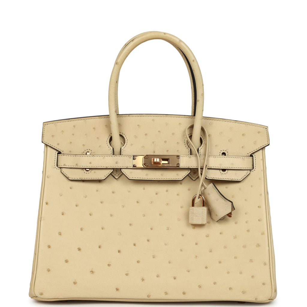 Hermes Birkin 30 Parchemin Ostrich Rose Gold Hardware