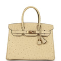 Hermes Birkin 30 Parchemin Ostrich Rose Gold Hardware