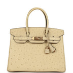 Hermes Birkin 30 Parchemin Ostrich Rose Gold Hardware