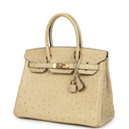 Hermes Birkin 30 Parchemin Ostrich Rose Gold Hardware