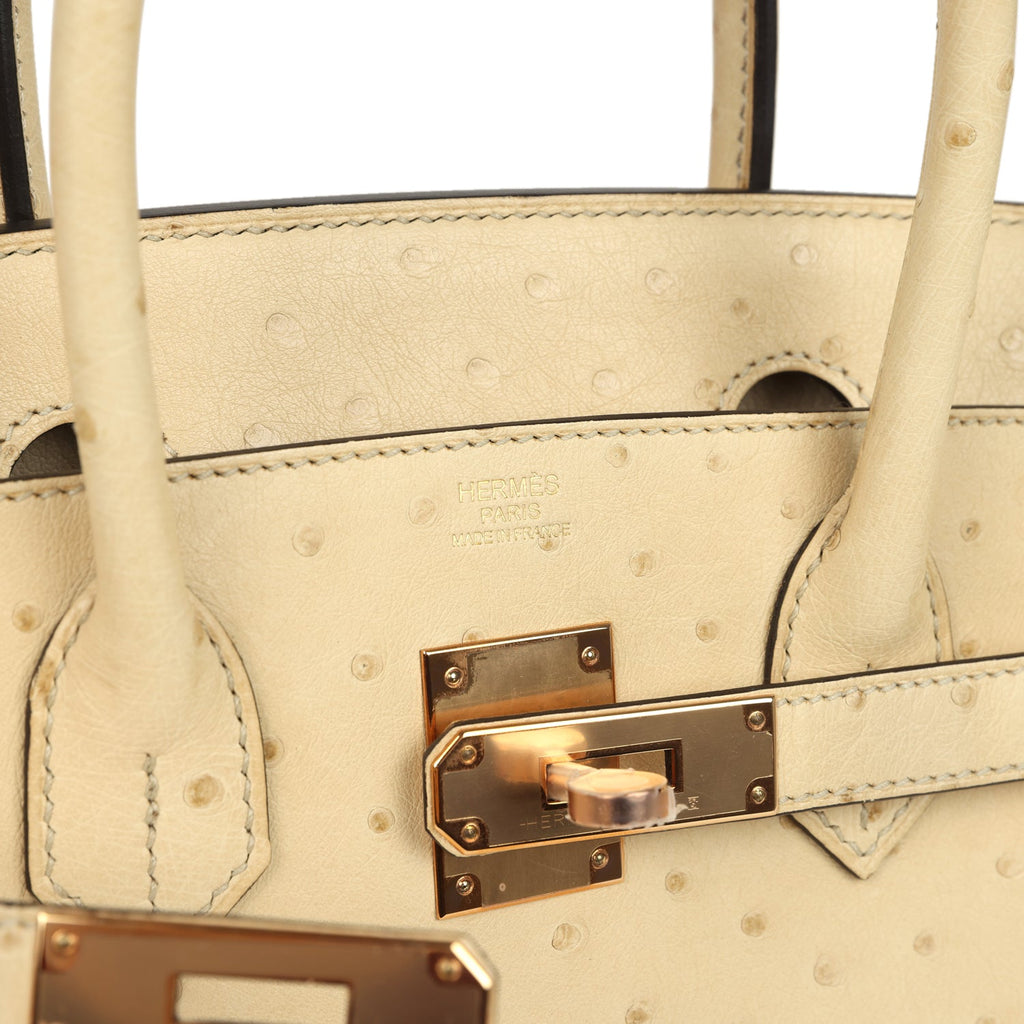 Hermes Birkin 30 Parchemin Ostrich Rose Gold Hardware
