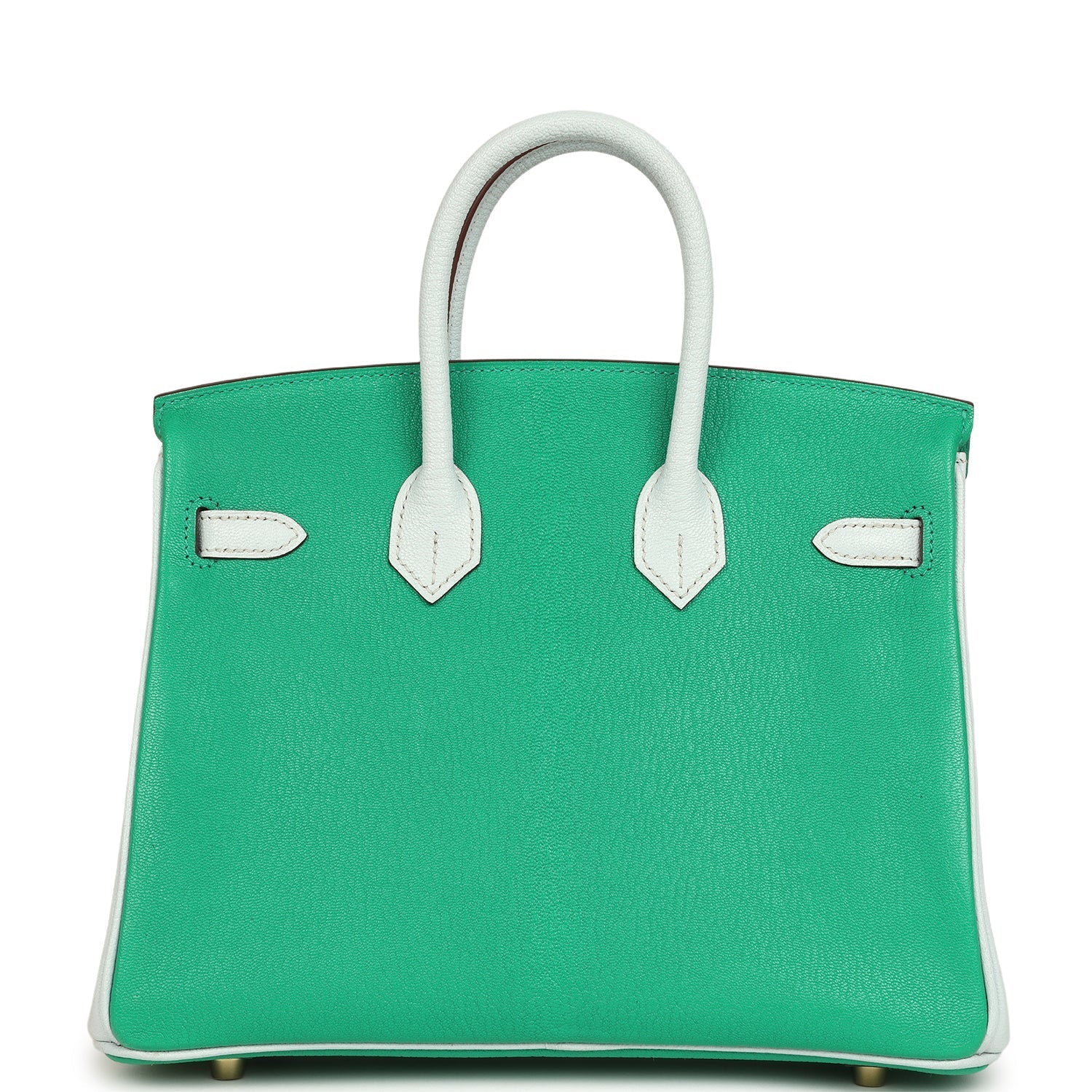 Hermes Special Order (HSS) Birkin 25 Bi-Color Menthe and Bleu Brume Chevre Mysore Brushed Gold