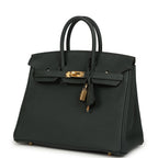Hermes Birkin 25 Vert Fonce Togo Gold Hardware