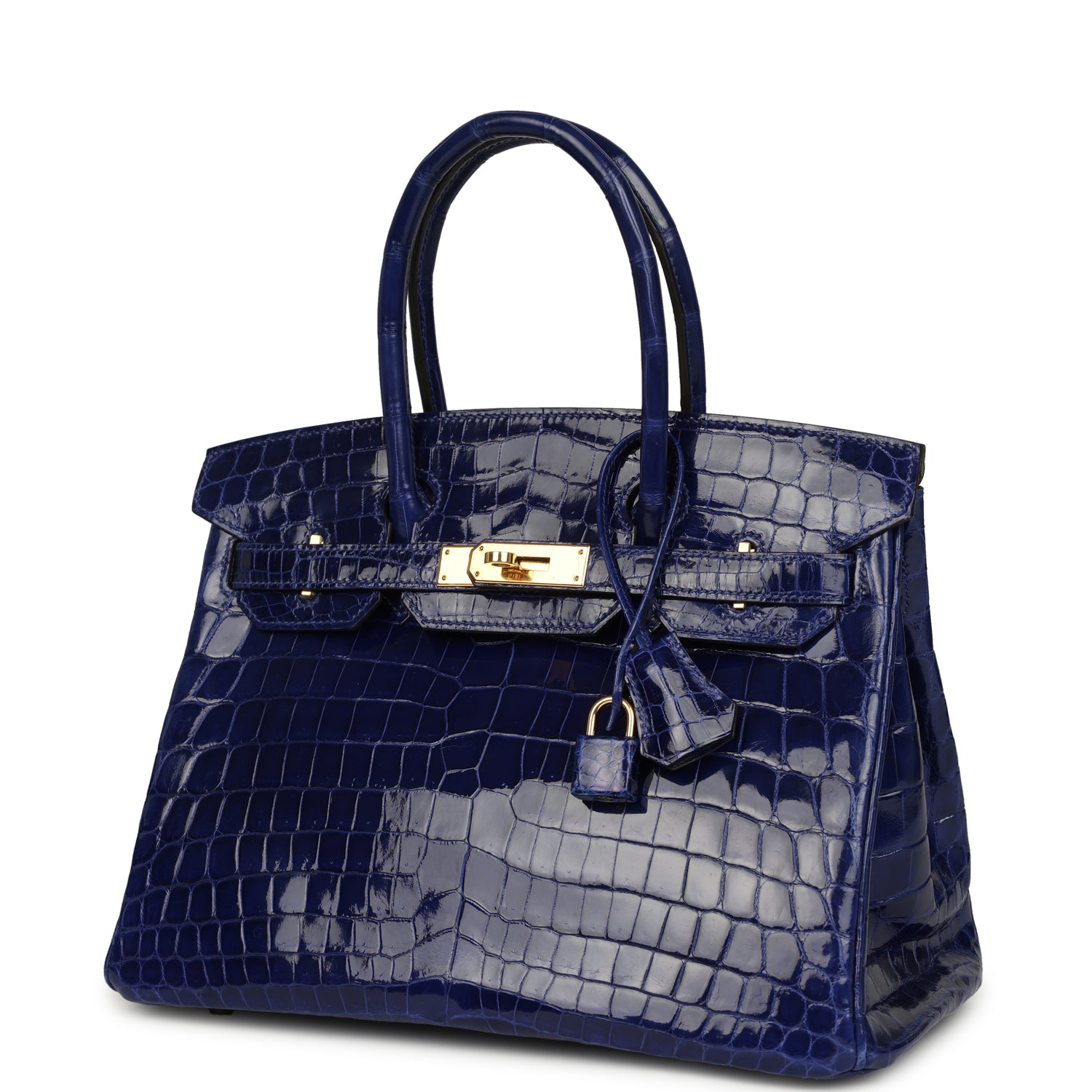 Hermes Birkin 30 Bleu Electric Shiny Niloticus Crocodile Gold Hardware