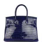 Hermes Birkin 30 Bleu Electric Shiny Niloticus Crocodile Gold Hardware