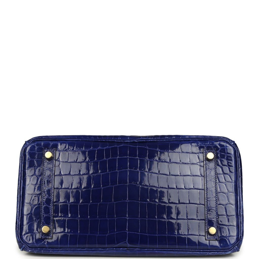 Hermes Birkin 30 Bleu Electric Shiny Niloticus Crocodile Gold Hardware