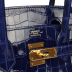 Hermes Birkin 30 Bleu Electric Shiny Niloticus Crocodile Gold Hardware